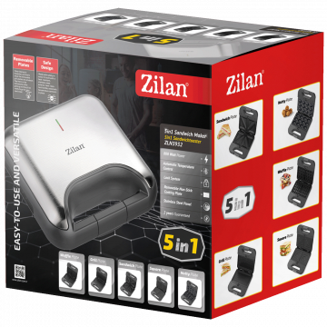 Zilan Sendvič Toster 5u1, Inox, LED indikator, 800 W - ZLN3932