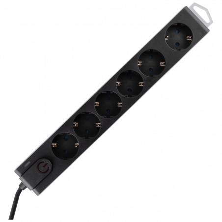 home Produžni kabl sa zaštitom, 6 utičnica, 1.5 mm², 3 met - NVT 6K-3/BK