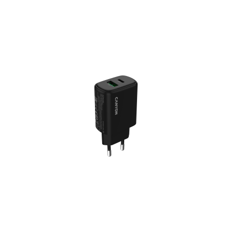 CANYON OnCharge 250 punjač 25W, 1xUSB-C PD i 1xUSB QC, EU Black