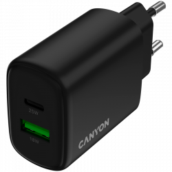 CANYON OnCharge 250 punjač 25W, 1xUSB-C PD i 1xUSB QC, EU Black