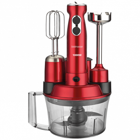 Goldmaster Štapni mikser sa posudom, 5u1, 1000 W, Multipraktik - GM-7239K Elena Max Red