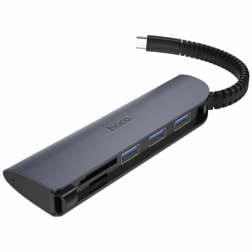 hoco. Konverter USB HUB type C to USB3.0/microSD/SD čitač - HB17 Easy connect