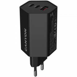 CANYON HEXAGON 65 GaN punjač 65W, 2xUSB-C PD i 1xUSB-A QC, crni