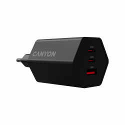 CANYON HEXAGON 65 GaN punjač 65W, 2xUSB-C PD i 1xUSB-A QC, crni