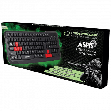 Esperanza Tastatura , gaming, USB, Aspis Red - EGK102R