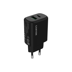 CANYON OnCharge 200 punjač 20W, 1xUSB-C PD i 1xUSB-A QC, crni