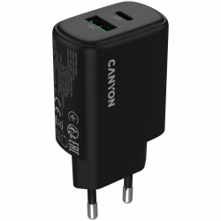 CANYON OnCharge 200 punjač 20W, 1xUSB-C PD i 1xUSB-A QC, crni
