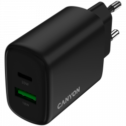 CANYON OnCharge 200 punjač 20W, 1xUSB-C PD i 1xUSB-A QC, crni