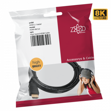 ZED electronic HDMI 2.1 kabl, 4K/120p ili 8K/60p, 48 Gbps, dužina 3,0 met. - HDMI-8K/3,0