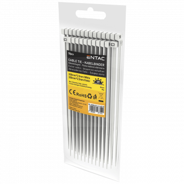 Entac Plastične vezice 2,5mm x 200mm, 50 kom. - Cable Tie 2.5mmx200mm White