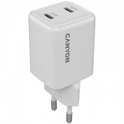 CANYON CU35CC GaN punjač 35W, 2x USB-C PD, EU utikač, bijeli