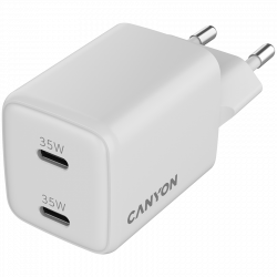 CANYON CU35CC GaN punjač 35W, 2x USB-C PD, EU utikač, bijeli