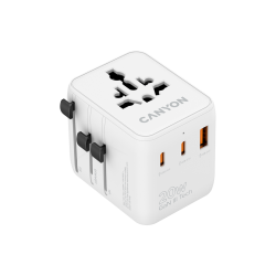 CANYON OnTour One putni adapter EU/UK/US/AUS 20W, bijeli, 2x USB-C i USB-A