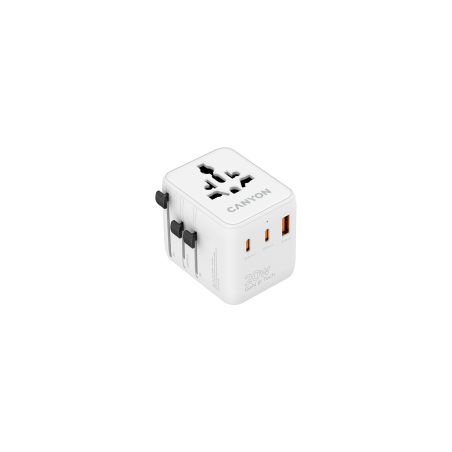 CANYON OnTour One putni adapter EU/UK/US/AUS 20W, bijeli, 2x USB-C i USB-A