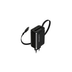 CANYON OnCharge 65RC punjač 65W USB-C sa ugrađenim kablom, 1xPD 1xQC, EU, crni