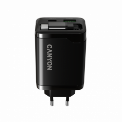 CANYON OnCharge 65RC punjač 65W USB-C sa ugrađenim kablom, 1xPD 1xQC, EU, crni