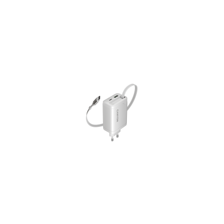 CANYON OnCharge 65RC punjač 65W USB-C sa ugrađenim kablom, bijeli