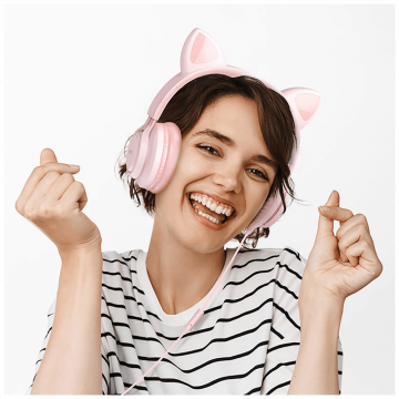 hoco. Slušalice sa mikrofonom, mačje uši, pink - W36 slušalice Mačje uši,Pink