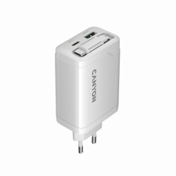 CANYON OnCharge 65RC punjač 65W USB-C sa ugrađenim kablom, bijeli