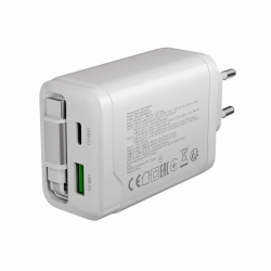 CANYON OnCharge 65RC punjač 65W USB-C sa ugrađenim kablom, bijeli