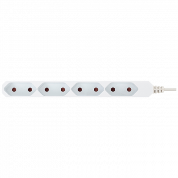 home Produžni kabl, 4 EURO utičnice, 0.75mm², 3 met, bijeli - NV 4E-3/WH