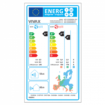 Vivax Klima uređaj, 12000Btu, 3.52/3.81 kW, Inverter, A+++/A++ - ACP-12CH35AEHI+ R32