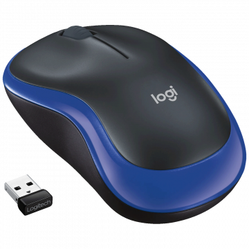 Logitech Miš bežični, 2.4 GHz, 1000 dpi, USB nano, Blue - M185