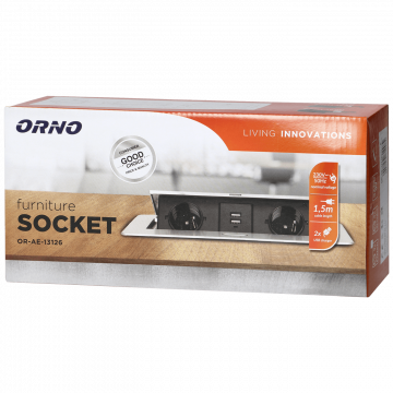 Orno Produžni kabel sa 2 x Schuko utičnice + 2 x USB, ugradbena - OR-AE-13126(GS)/G