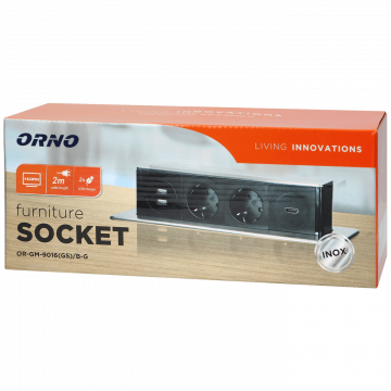 Orno Produžni kabel sa 2 x Schuko,2 x USB utičnice,HDMI,ugradbena - OR-GM-9016(GS)/B-G