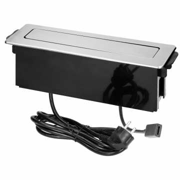 Orno Produžni kabel sa 2 x Schuko,2 x USB utičnice,HDMI,ugradbena - OR-GM-9016(GS)/B-G