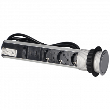 Orno Produžni kabel sa 3 x Schuko utičnice + 2 x USB, ugradbena - OR-AE-1349(GS)