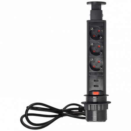 Orno Produžni kabel sa 3 x Schuko utičnice + 2 x USB, ugradbena - OR-AE-1349(GS)/B