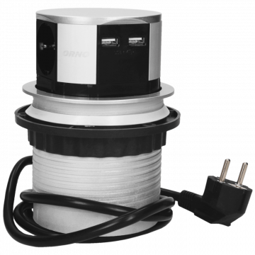 Orno Produžni kabel sa 3 x Schuko utičnice + 2 x USB, ugradbena - OR-AE-1342(GS)