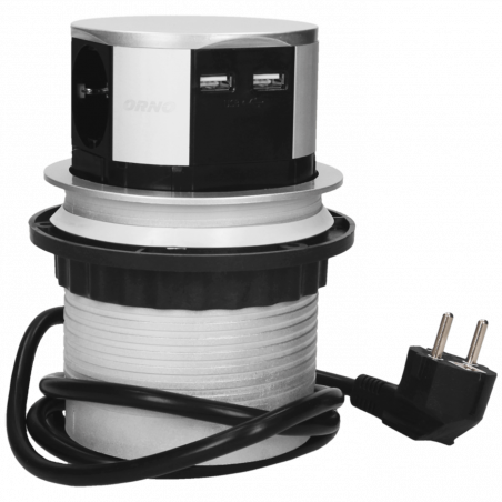 Orno Produžni kabel sa 3 x Schuko utičnice + 2 x USB, ugradbena - OR-AE-1342(GS)