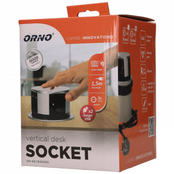 Orno Produžni kabel sa 3 x Schuko utičnice + 2 x USB, ugradbena - OR-AE-1342(GS)