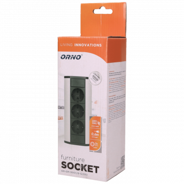 Orno Produžni kabel sa 3 x Schuko utičnice, ugradbena - OR-GM-9001/B-G(GS)