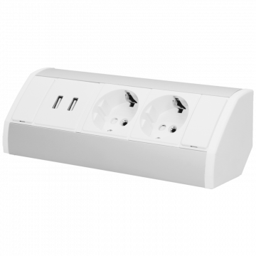 Orno Produžni kabel sa 2 x Schuko utičnice, 2 x USB, ugradbena - OR-GM-9003/W-G(GS)