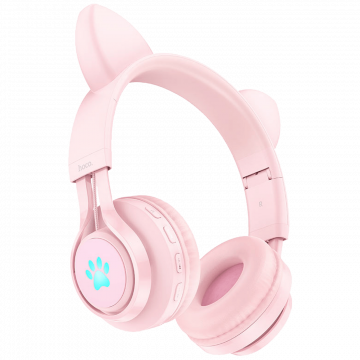 hoco. Slušalice bežične sa mikrofonom, Bluetooth, mačje uši, pink - W39 slušalice Mačje uši,Pink