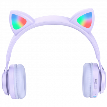hoco. Slušalice bežične sa mikrofonom, Bluetooth, mačje uši - W39 slušalice Mačje uši,Ljubičaste