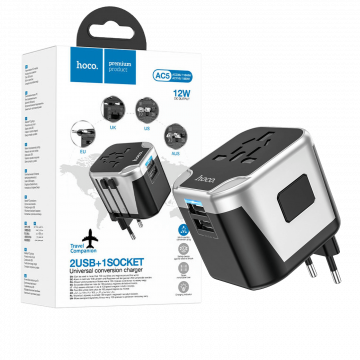 hoco. Punjač kučni, univerzalni, EU/UK/US/AU, 2 x USB,2.4 A - AC5 Level