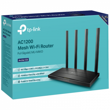 TP-LINK Wireless Router, AC1200, MU-MIMO, DualBand, up to 1167 Mbbps - Archer C6 v3.2