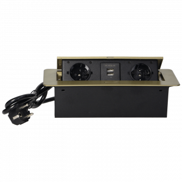Orno Produžni kabel sa 2 x Schuko utičnice + 2 x USB, ugradbena - OR-AE-13126(GS)/BR