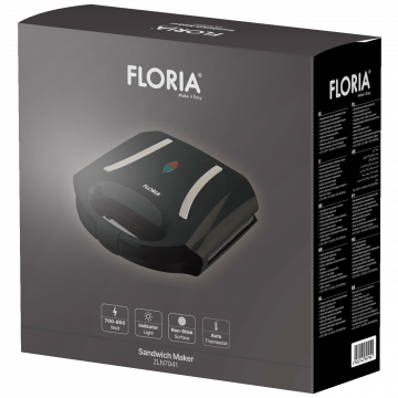 Floria Sendvič Toster, LED indikator, 800 W, crna - ZLN7941