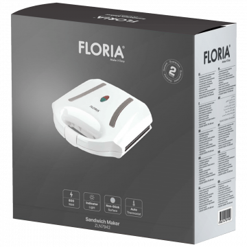 Floria Sendvič Toster, LED indikator, 800 W, bijela - ZLN7942