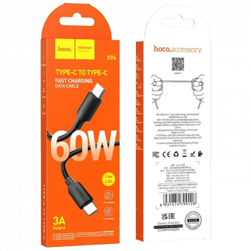 hoco. USB kabl za smartphone, type C, 60W, crna - X96 Hyper, 60W, Black