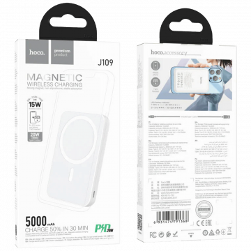 hoco. Punjač prijenosni, bežični, magnetic, 5000mAh, PD20W - J109 Easy