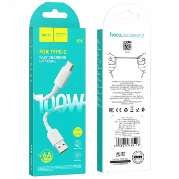 hoco. USB kabl za smartphone, USB-A to type C, 100W, bijela - X96 Hyper, 100W, White