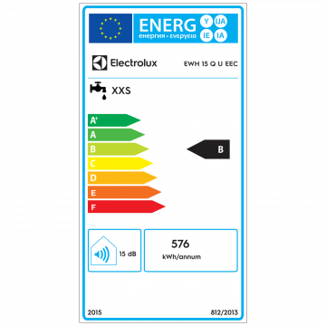 Electrolux Bojler 15 lit., Cijevni električni grijač (TEN), 2kW, IPX4 - EWH 15 Q U EEC