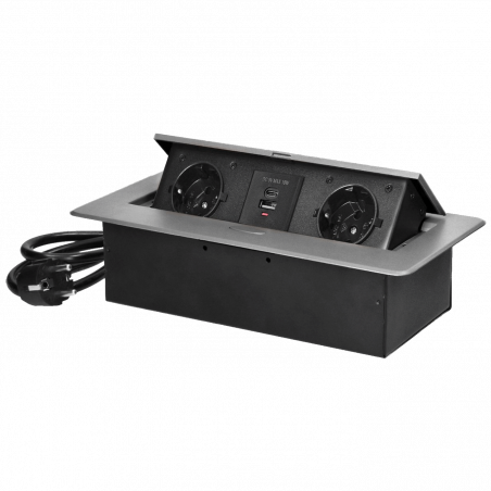 Orno Produžni kabel sa 2 x Schuko utičnice + 2 x USB, ugradbena - OR-GM-9035(GS)/G