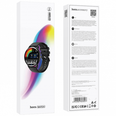 hoco. Pametni sat, 1.43" AMOLED, Bluetooth, IP68 - Y15 Black
